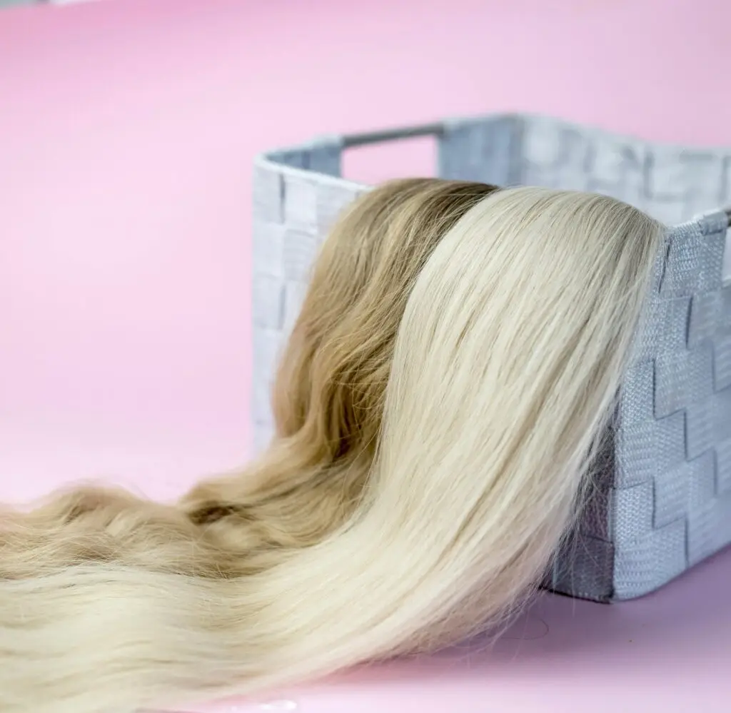 Yellow & Brown Wig in the basket | JLO Beauty Supply in Sarasota, FL